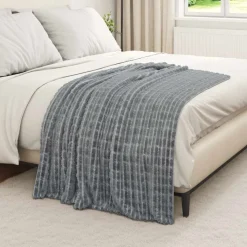 vidaXL Gooi Deken Donkergrijs 150 x 130 cm Fleece