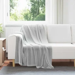 vidaXL Gooi Deken Grijs 130 x 150 cm Fleece