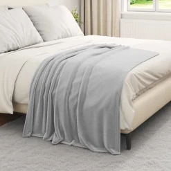 vidaXL Gooi Deken Grijs 130 x 150 cm Fleece
