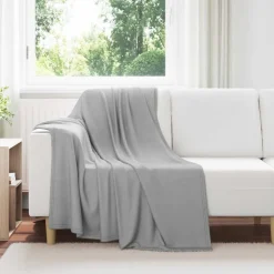 vidaXL Gooi Deken Grijs 170 x 130 cm Fleece