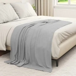 vidaXL Gooi Deken Grijs 170 x 130 cm Fleece