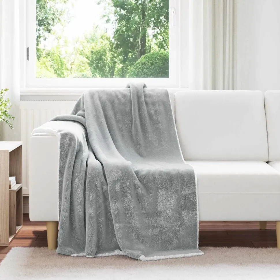 vidaXL Gooi Deken Grijs 130 x 150 cm Fleece
