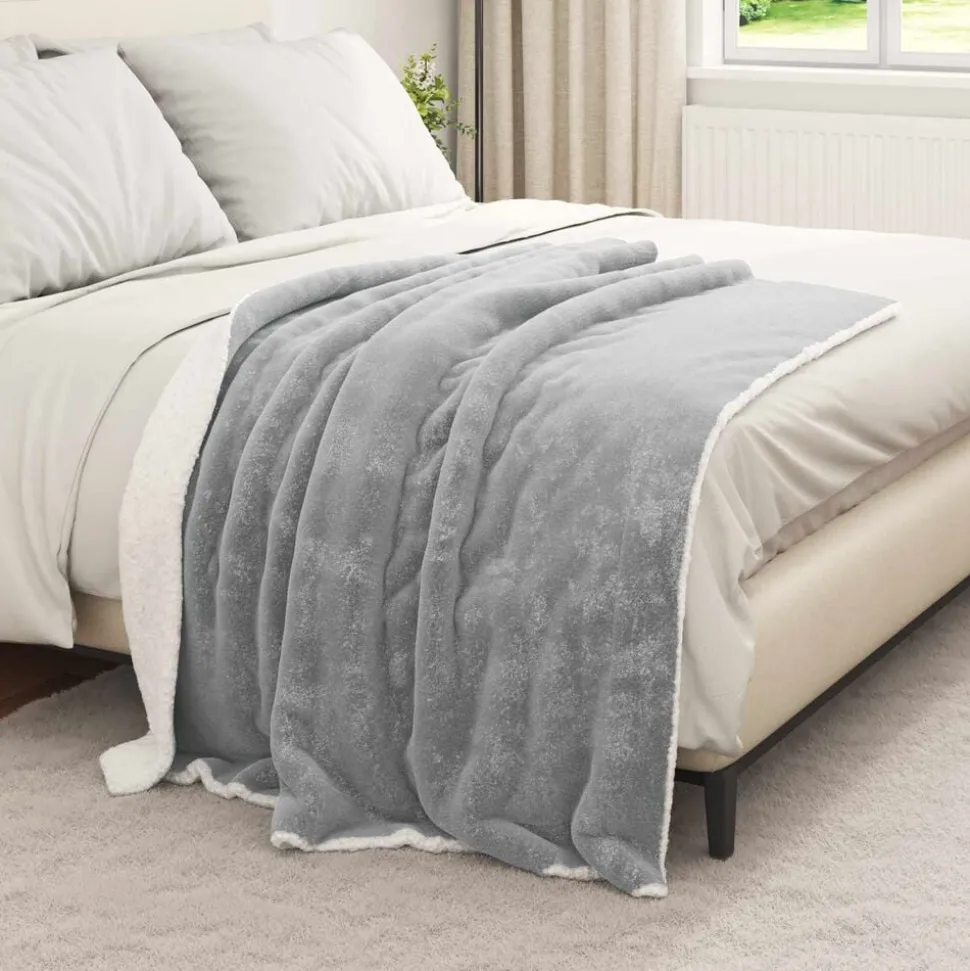 vidaXL Gooi Deken Grijs 130 x 150 cm Fleece