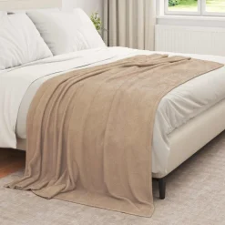 vidaXL Gooi Deken Kameel 210 x 140 cm Fleece