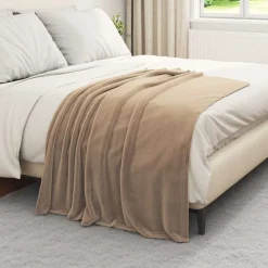 vidaXL Gooi Deken Kameel 130 x 150 cm Fleece