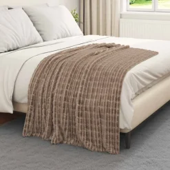 vidaXL Gooi Deken Kameel 150 x 130 cm Fleece