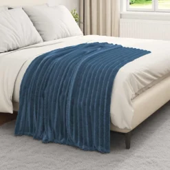 vidaXL Gooi Deken Marineblauw 150 x 130 cm Fleece