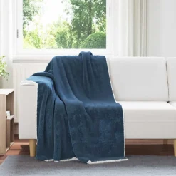vidaXL Gooi Deken Marineblauw 130 x 150 cm Fleece