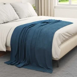 vidaXL Gooi Deken Marineblauw 170 x 130 cm Fleece