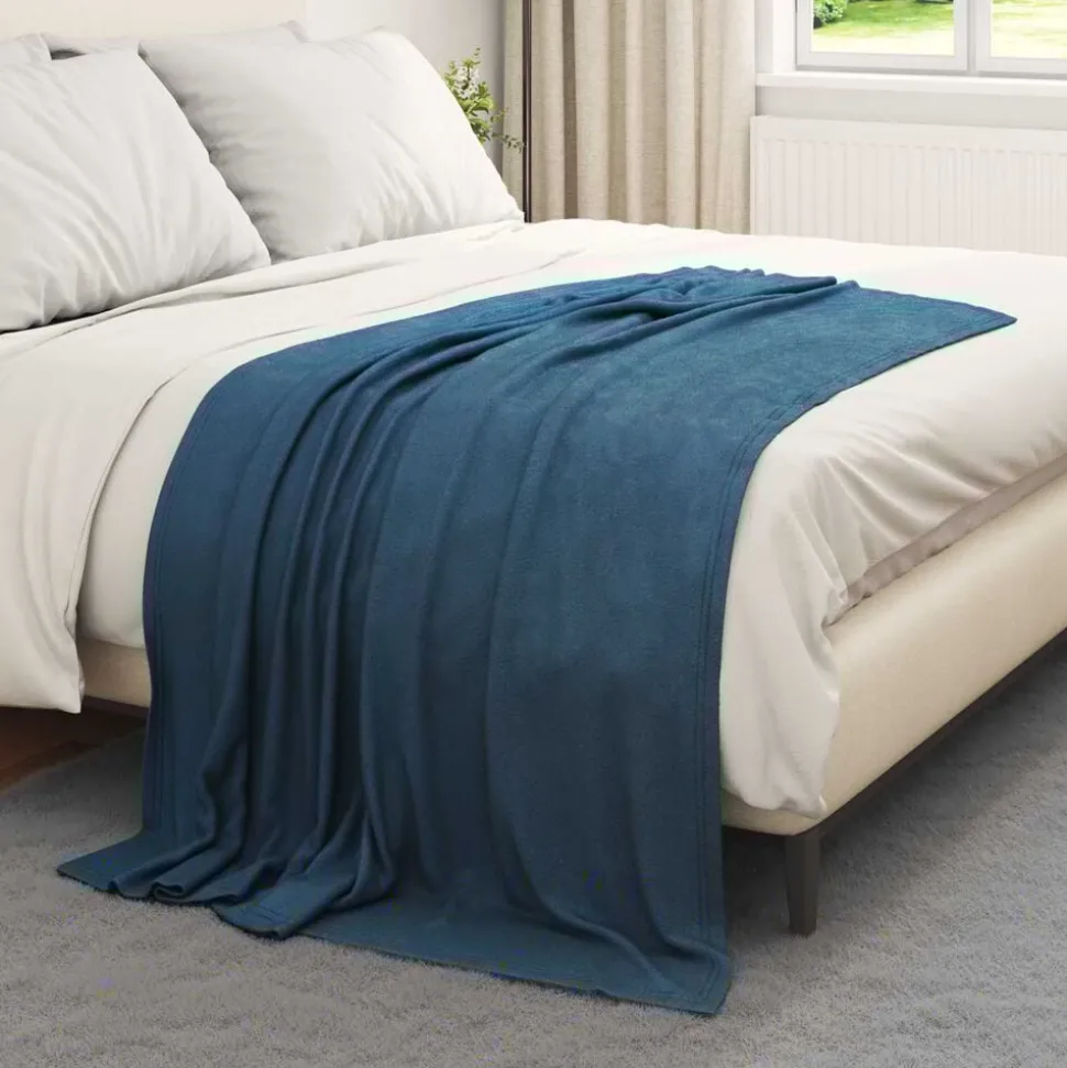 vidaXL Gooi Deken Marineblauw 170 x 130 cm Fleece