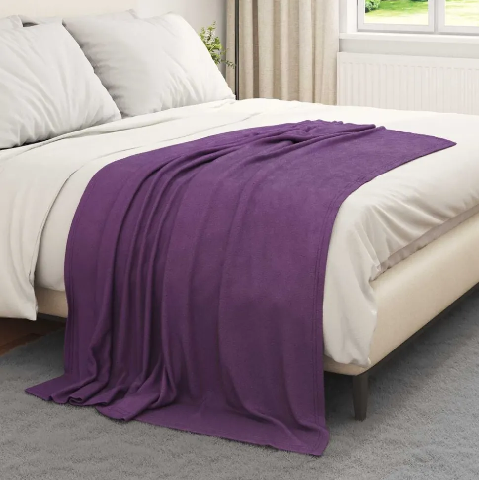 vidaXL Gooi Deken Paars 170 x 130 cm Fleece