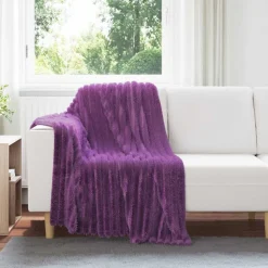 vidaXL Gooi Deken Paars 150 x 130 cm Fleece
