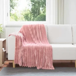 vidaXL Gooi Deken Roze 150 x 130 cm Fleece