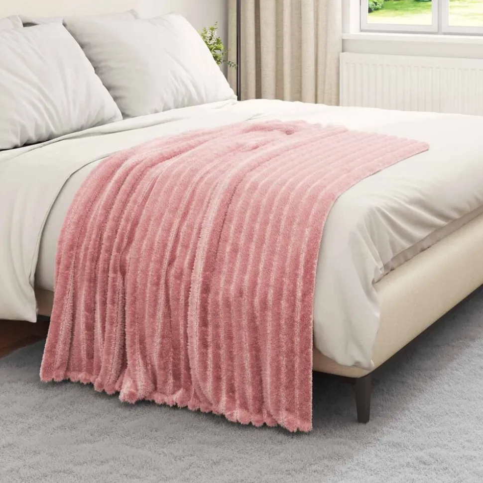vidaXL Gooi Deken Roze 150 x 130 cm Fleece