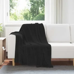 vidaXL Gooi Deken Zwart 130 x 150 cm Fleece