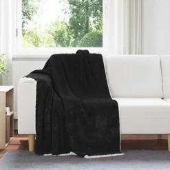 vidaXL Gooi Deken Zwart 130 x 150 cm Fleece
