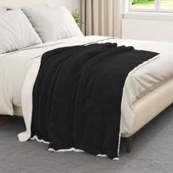 vidaXL Gooi Deken Zwart 130 x 150 cm Fleece