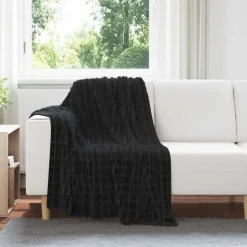vidaXL Gooi Deken Zwart 150 x 130 cm Fleece