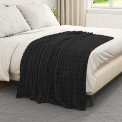 vidaXL Gooi Deken Zwart 150 x 130 cm Fleece