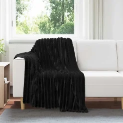 vidaXL Gooi Deken Zwart 150 x 130 cm Fleece