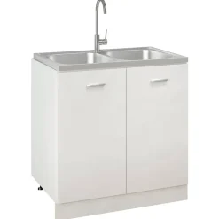 vidaXL Gootsteen dubbele bakken 800x500x155 mm roestvrij staal zilver