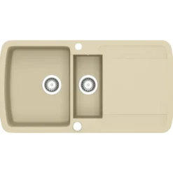 vidaXL Gootsteen dubbele bakken graniet beige