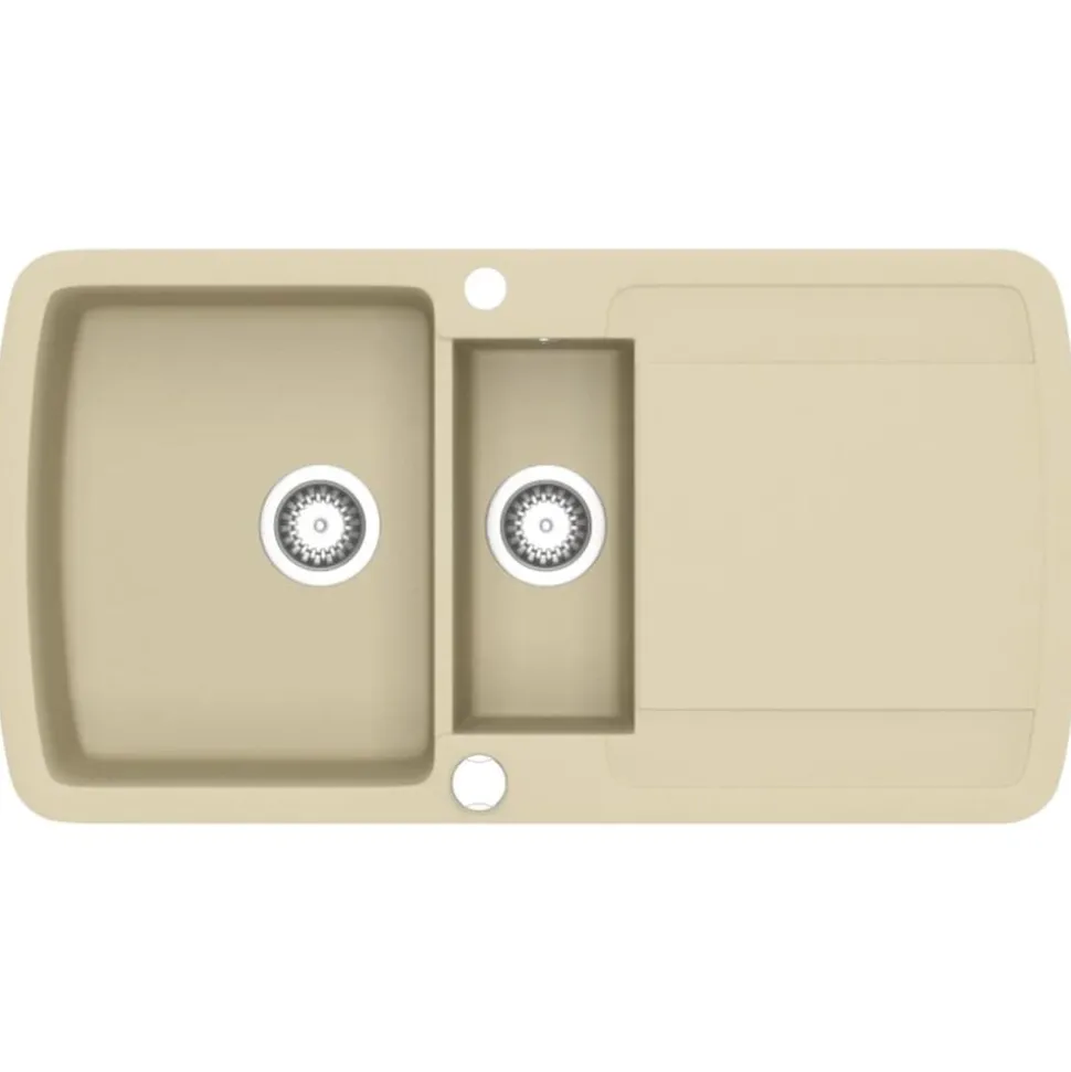 vidaXL Gootsteen dubbele bakken graniet beige