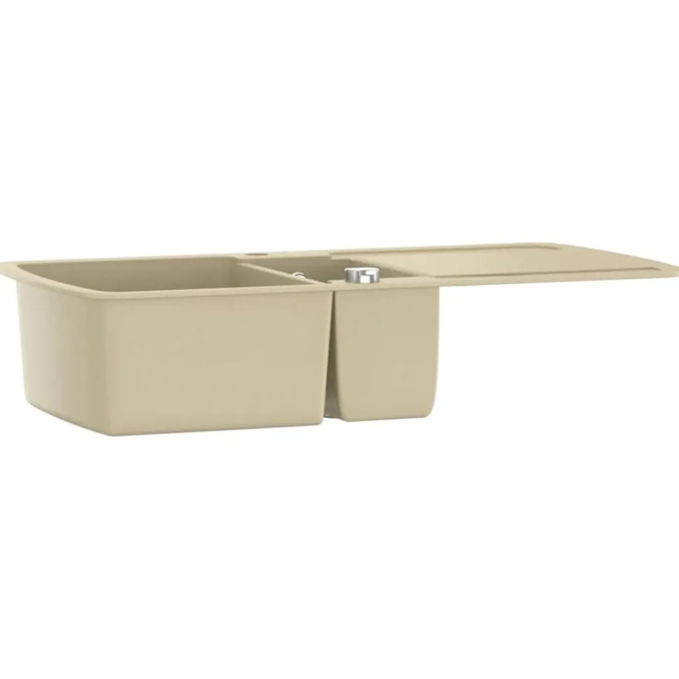 vidaXL Gootsteen dubbele bakken graniet beige