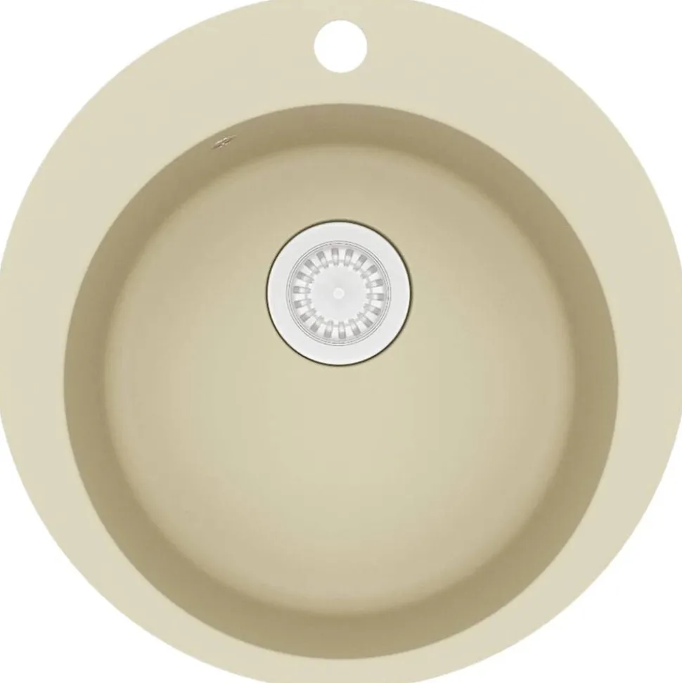 vidaXL Gootsteen enkele bak rond graniet beige