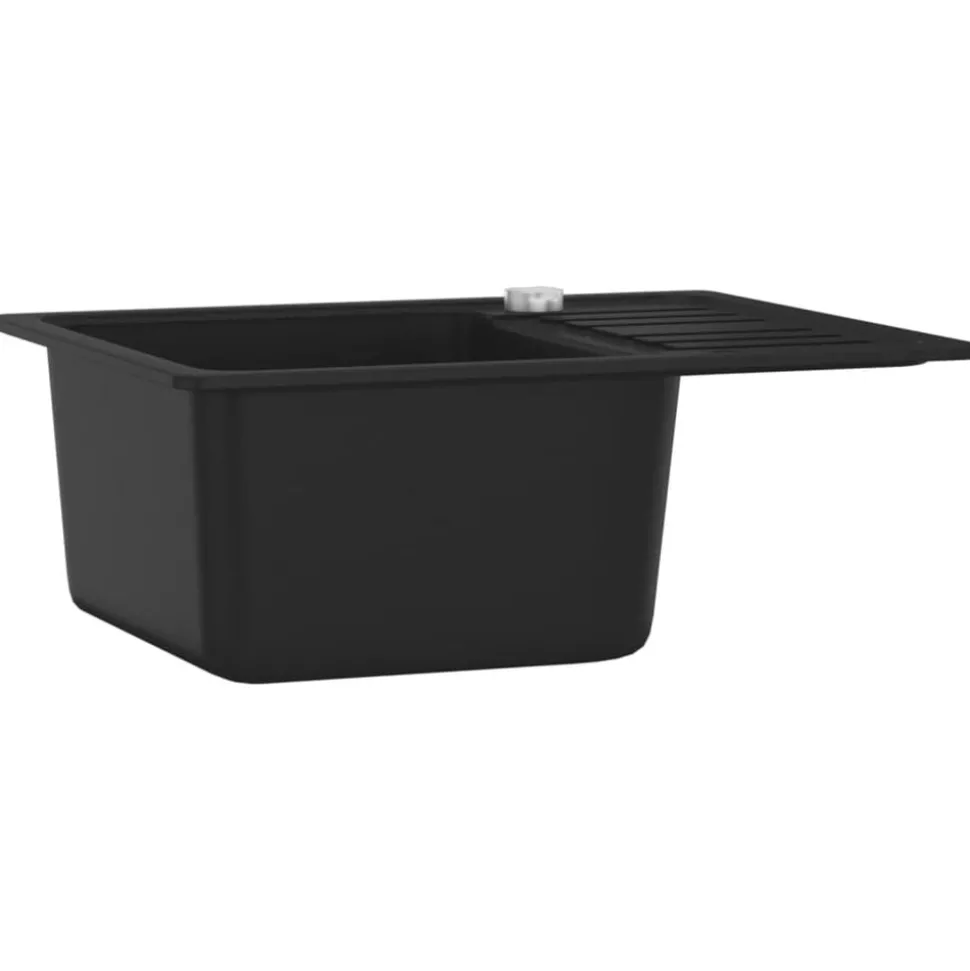vidaXL Gootsteen enkele bak graniet zwart