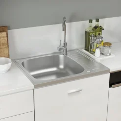 vidaXL Gootsteen met afvoerset 600x500x155 mm roestvrij staal zilver