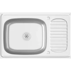 vidaXL Gootsteen met afvoerset 800x500x155 mm roestvrij staal zilver