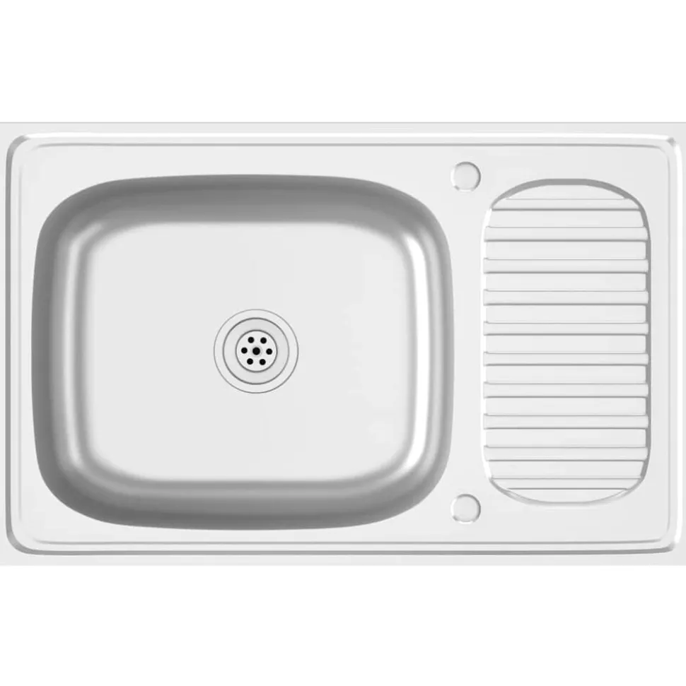 vidaXL Gootsteen met afvoerset 800x500x155 mm roestvrij staal zilver