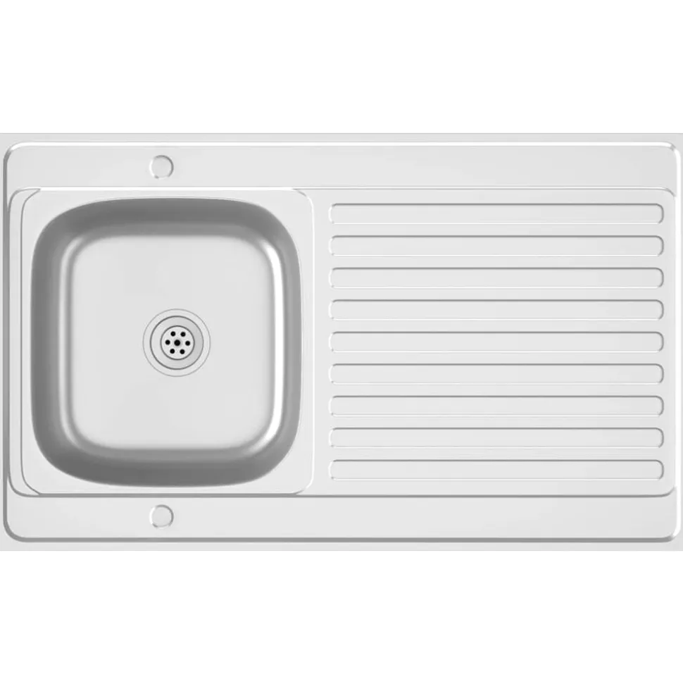 vidaXL Gootsteen met afvoerset 1000x600x155 mm roestvrij staal zilver
