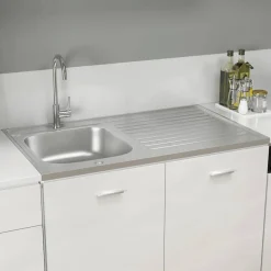 vidaXL Gootsteen met afvoerset 1000x600x155 mm roestvrij staal zilver