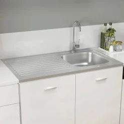 vidaXL Gootsteen met afvoerset 1000x600x155 mm roestvrij staal zilver