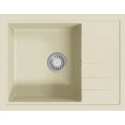 vidaXL Gootsteen met overloopgat ovaal graniet beige