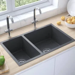vidaXL Gootsteen roestvrij staal zwart