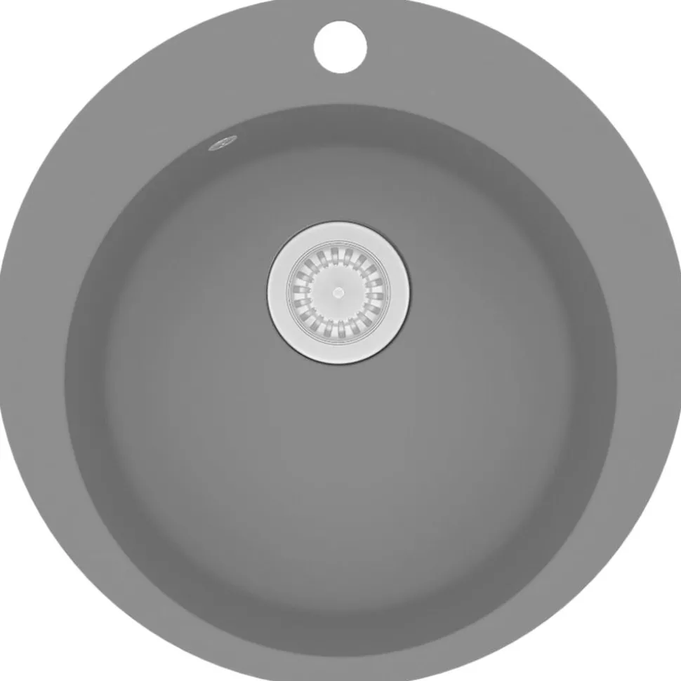 vidaXL Gootsteen rond enkele bak graniet grijs
