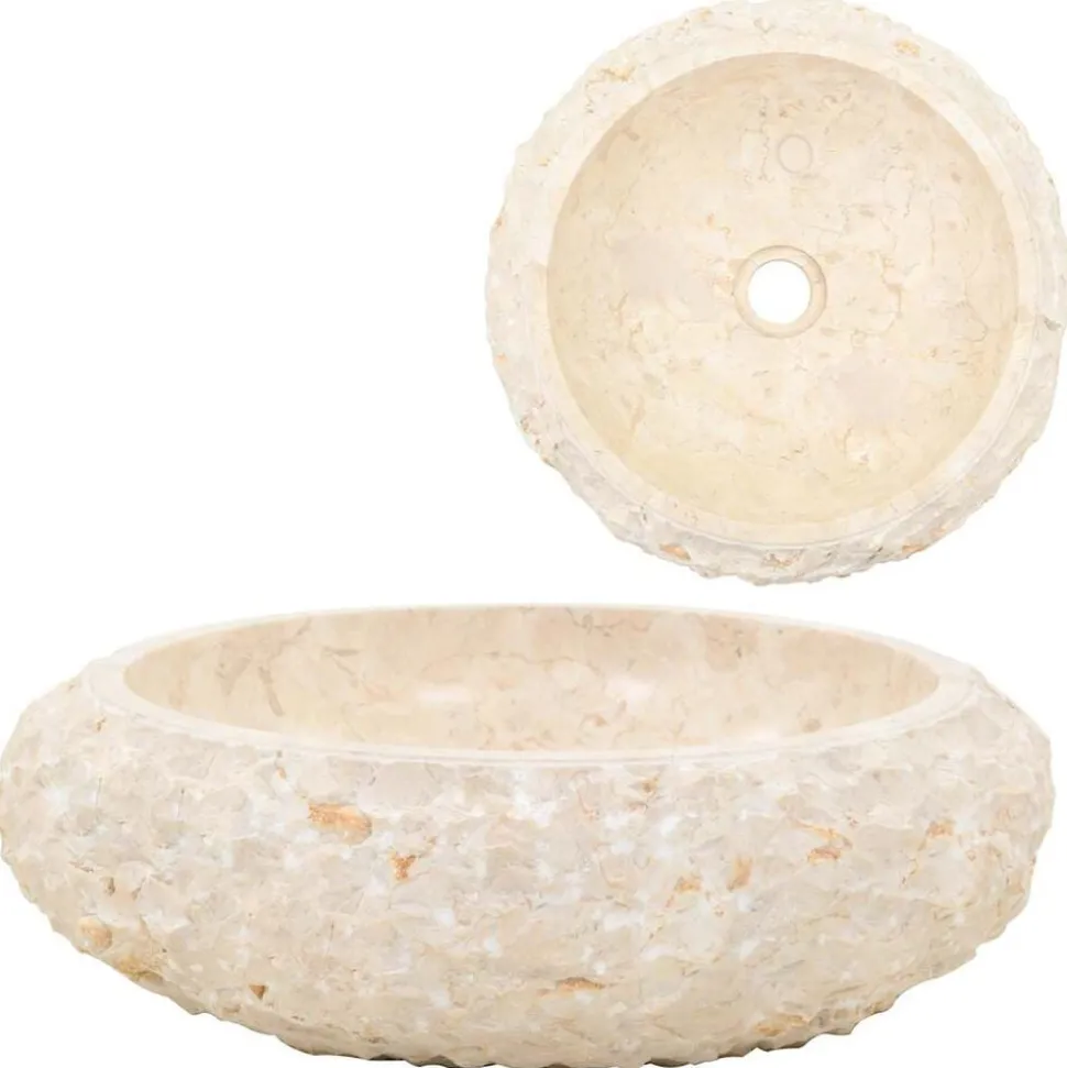 vidaXL Gootsteen 40x12 cm marmer crème