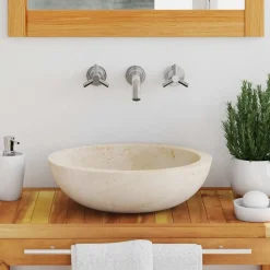 vidaXL Gootsteen 40x12 cm marmer crème