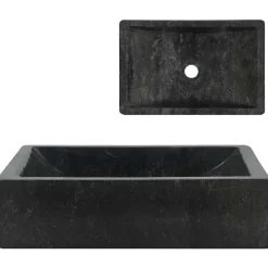 vidaXL Gootsteen 45x30x12 cm marmer hoogglans zwart