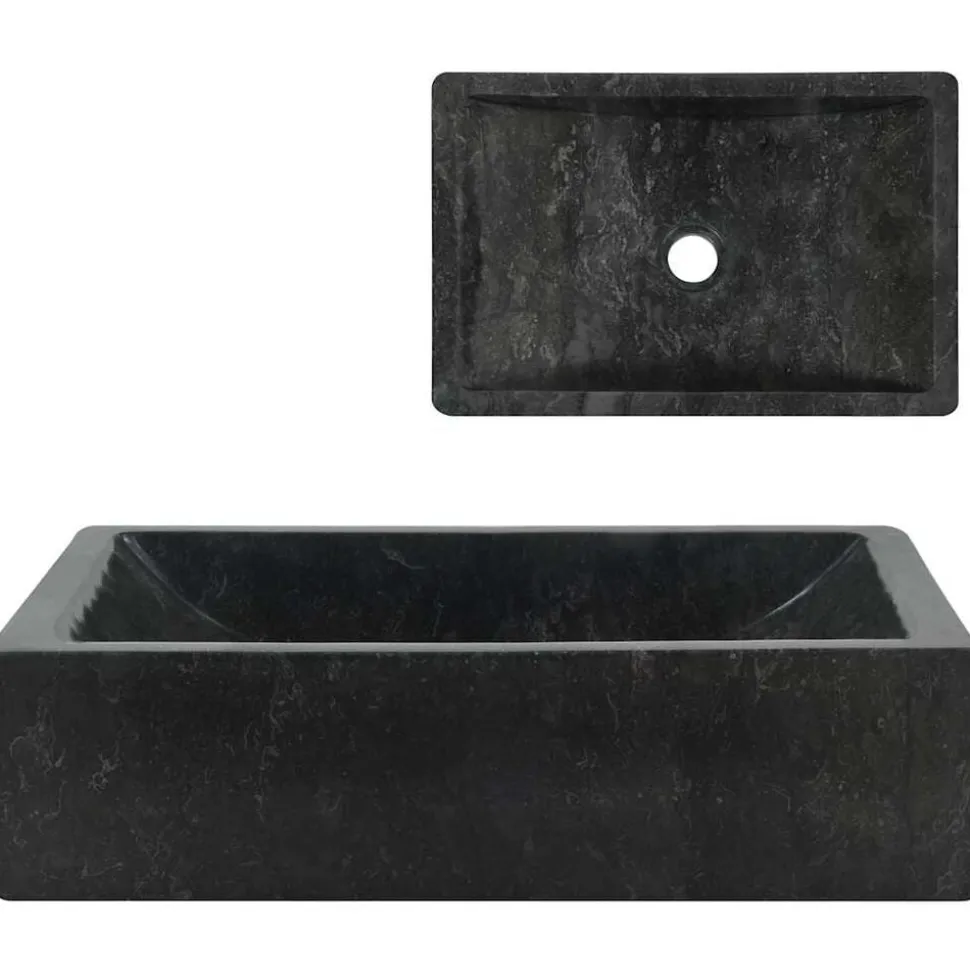 vidaXL Gootsteen 45x30x12 cm marmer hoogglans zwart