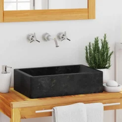 vidaXL Gootsteen 45x30x12 cm marmer hoogglans zwart