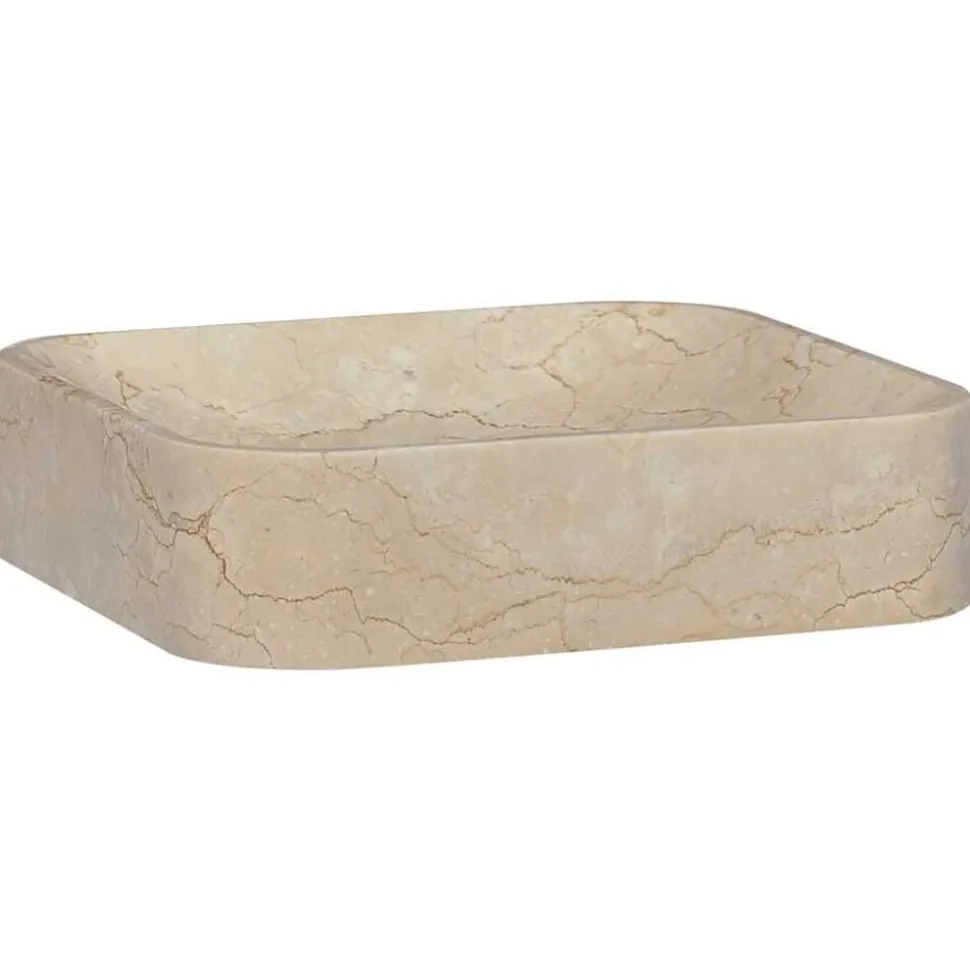 vidaXL Gootsteen 40x40x10 cm marmer crèmekleurig