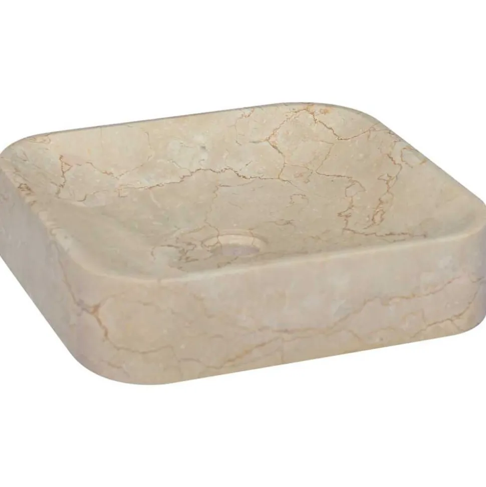 vidaXL Gootsteen 40x40x10 cm marmer crèmekleurig