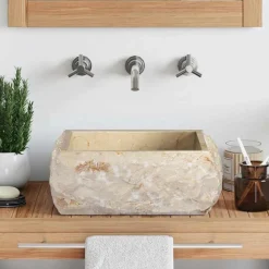 vidaXL Gootsteen 30x30x13 cm marmer crèmekleurig
