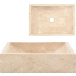 vidaXL Gootsteen 45x30x12 cm marmer hoogglans crèmekleurig