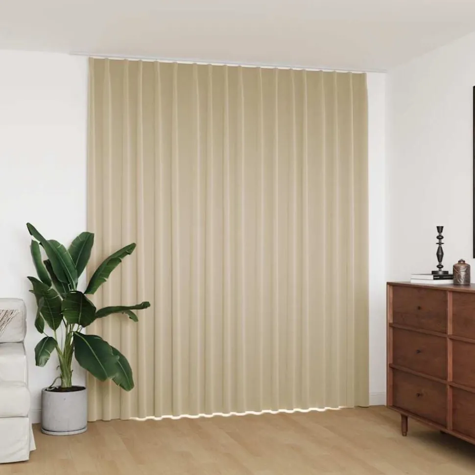 vidaXL Gordijn verduisterend met haken 290x245 cm beige