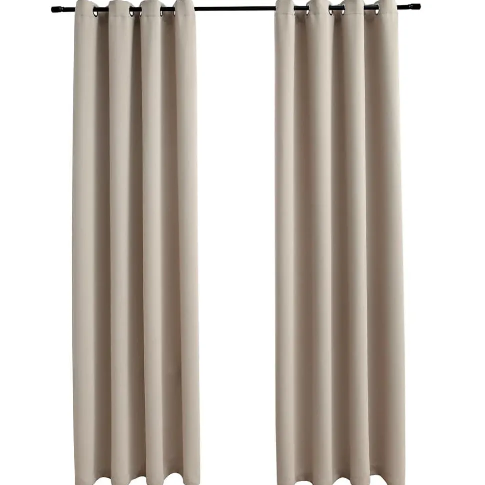 vidaXL Gordijn verduisterend met metalen ringen 2 st 140x175 cm beige